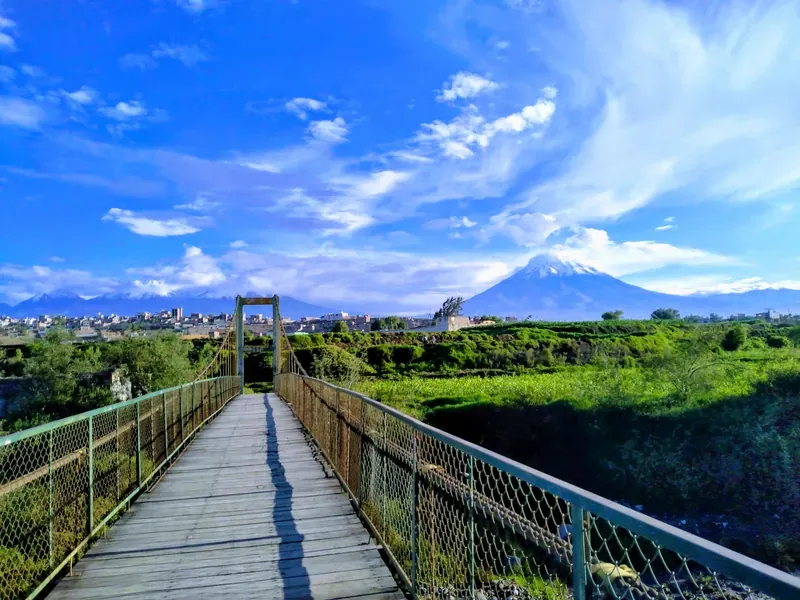 A bridge near the mills of Socabaya-Arequipa with a clear sky