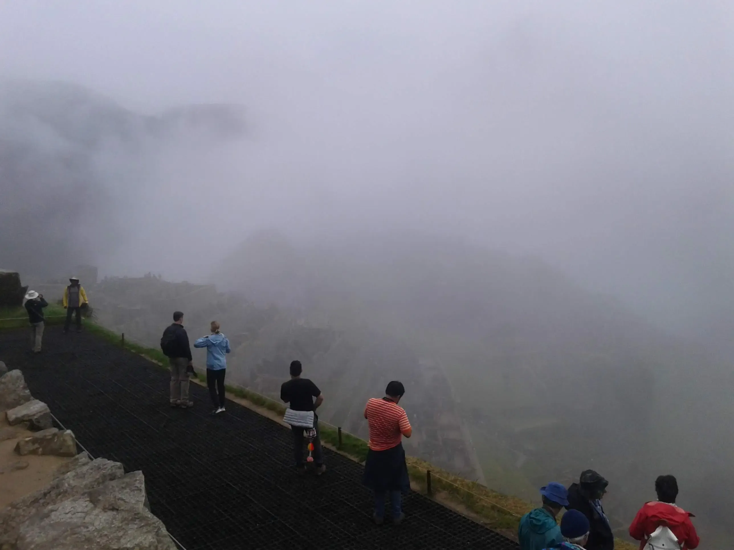 Hike under the dense fog